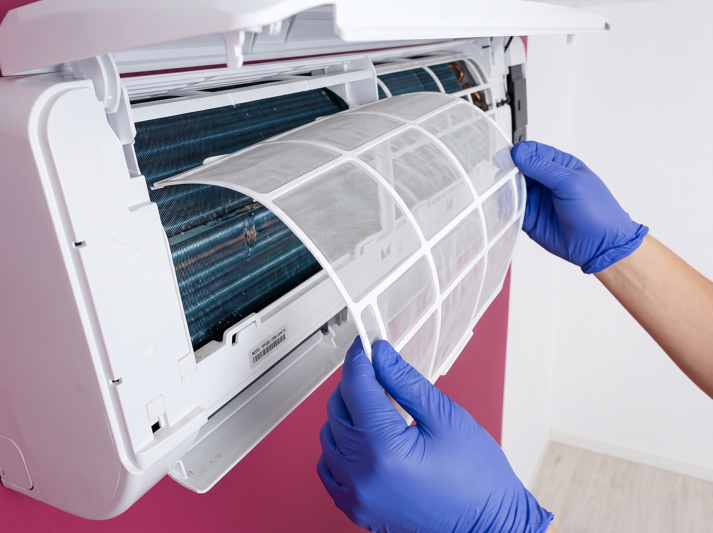 Cleaning an aircon filter during servicing — Wish Cool Aircon Singapore
