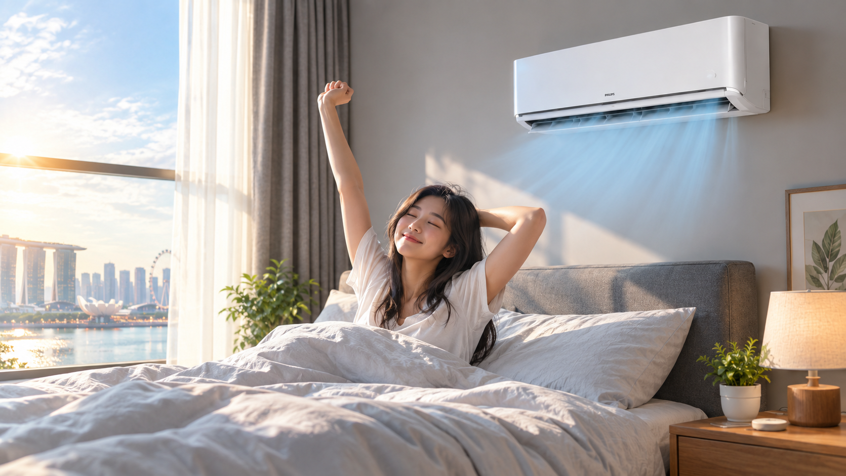 Cool, comfortable bedroom with air conditioning — Wish Cool Aircon Singapore